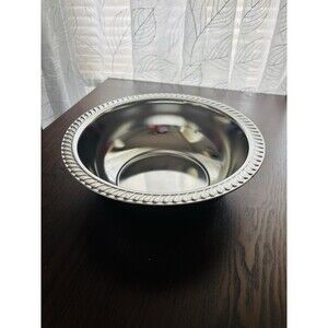 Vintage Shelton-Ware NYC Silverplate Serving Bowl Rope Edge Round 9.5"